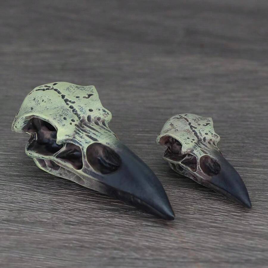Raven Skull Gothic Raven Decorative Statue Mask Resin Necklace Pendant Jewelry - Một đôi bông tai - Xem 1