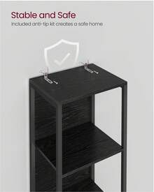 VASAGLE 6-Tier LED Bookshelf, Display Shelf With Dimmable Lights, LED Bookcase With Steel Frame, 11.9 X 15.7 X 70.3 Inches, For Living Room, Bedroom, Office, Black With Wood Grain - màu đen - Xem 6