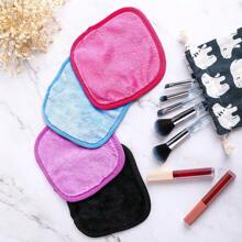 1pc Plus Size & Thick Flannel Makeup Remover Face Towel, Super Soft Cleansing Design, Random Color