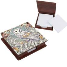 1pc DIY Diamond Painting Note Holder Wooden Memo Box For Desk – Special Shaped Rhinestones, Flower & Animal Patterns, Includes 160 Sticky Notes, Handmade Memo Holder For Office, Home, School, Crafts & Holiday Gifts