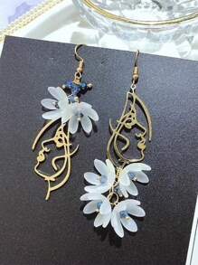 1pair Fashionable Unique Asymmetric Colorful Earrings Combo For Outdoor Travel, Party, Wedding, Holiday Gift