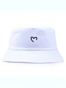 1 pièce Chapeau seau en forme de cœur unisexe, casquette de protection solaire décontractée pour l'extérieur