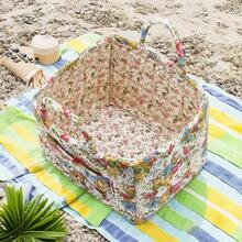26*26*31cm Multi Colored Polyester Home Fabric Storage Basket Large Capacity Storage Basket With Outer Pocket And Floral Design - Hoa 2255 - Xem 5