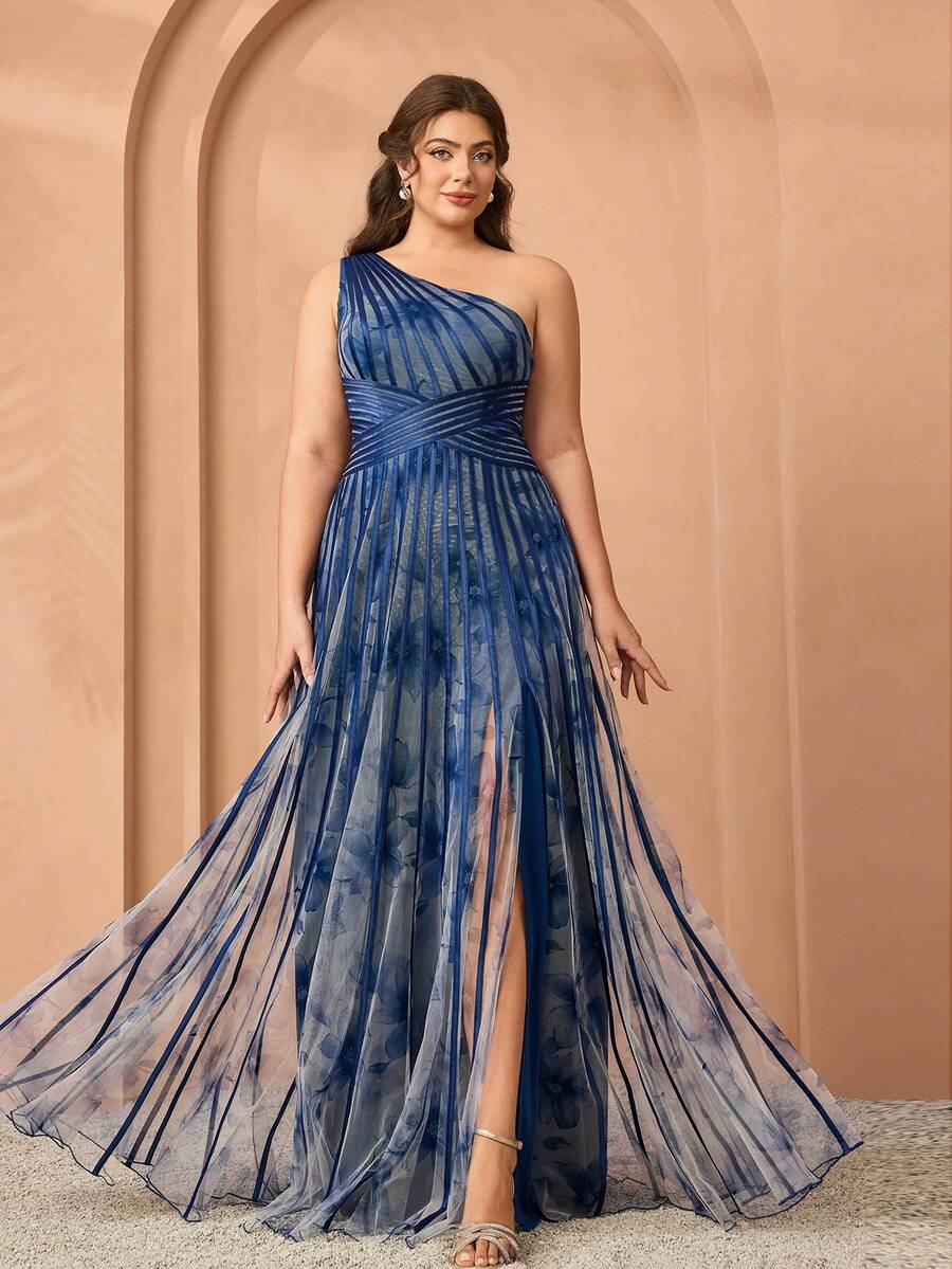 Mgiacy、新品、露肩、印花网眼、大下摆、高端、晚礼服、适合、黑色领带活动礼服