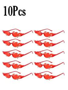 1-10 件-火焰眼镜，无框派对装饰眼镜，火焰眼镜无框彩色派对装饰眼镜，无框火焰形状装饰眼镜波浪火眼镜女士男士派对用品拍照道具，春夏季度假眼镜，海滩沙滩装饰，酷炫