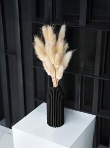 1 buc Vază de flori din plastic robust, incasabilă, stil minimalist modern, dungi verticale portocalii, design cilindric înalt, cu aranjament pufos de iarbă de pampas, piesă centrală de masă, vază decorativă pentru sufragerie, nuntă, petrecere, decor de casă