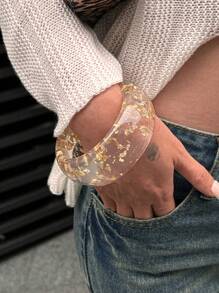 1 pieza Set de Brazaletes geométricos anchos exagerados, Joyería de moda con estilo francés minimalista para mujer, Adecuados para fiesta, regalo, uso diario