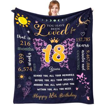 1pc 18th Birthday Gifts For Girls, Gifts For 18 Year Old Girl, 18 Year Old Girl Birthday Gifts, Happy 18th Birthday Gifts For Daughter, 18th Birthday Decorations For Girls Throw Blanket , Ultra-Soft Flannel Blanket