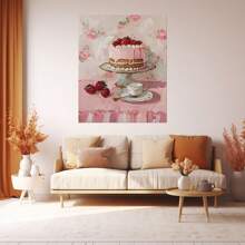Abstract Masculine Wall Art Pink Cake Girl Artwork Wooden Frame Framed Canvas Art Paintings Bathroom -Abstract Modern Artwork Decor- Abstract Wall Art Decor -Modern Minimalist Canvas Wall Decor-  Abstract Prints Pictures Kitchen Framed Ready To Hang Large Prints Picture Poster For Living Room Bedroom Bathroom Wall Decor Office Poster Artwork(Pink)
