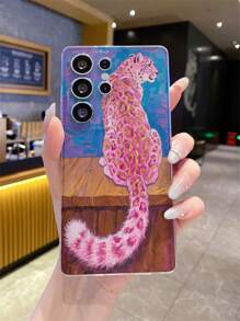 1pc Pink Leopard Transparent Anti-Scratch Anti-Fingerprint Soft TPU Phone Case, Precise Cutouts For Camera, Compatible With Samsung, Nothing, Pixel, INFINIX, Redmi Smartphones