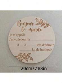 1 pièce Panneau de bienvenue en bois, design sculpté "Bonjour Le Monde", bois naturel, convient aux nouveaux parents et aux adolescents, cadeau pour les futures mères