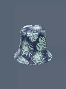 1pc Tropical Style Banana Leaf Print Unisex Bucket Hat, Suitable For Beach, Vacation