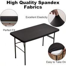 Square Spandex 34X34 Inches Fitted Tablecloth, Elastic Folding Picnic Card Table Cloth, Stretchy Patio Table Cover, Wipeable Tablecloths For Camping Outdoor Party Banquet White