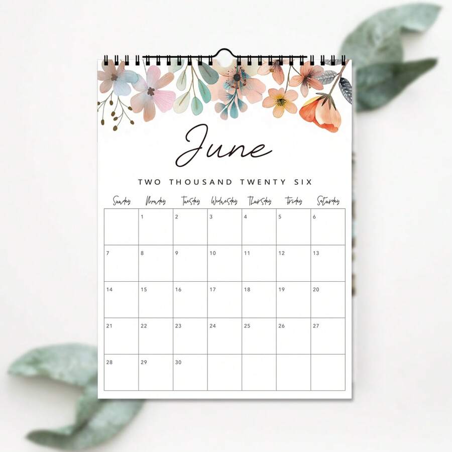 1pc 12-Month 2025 July - 2026 June Wall Calendar, Creative Floral Decor Wall Calendar, Monthly Planner For Office Use, Home & Office Decoration, Christmas & New Year Gift,Back To School,School Supplies