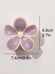 2 件波西米亚花卉双色爪发夹，奶油色和紫色，温柔甜美可爱，适合海滩、自然、日常时尚发饰花爪夹波西米亚风发夹 - 彩色 - 查看 3