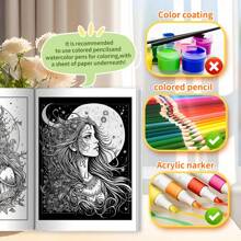 Moon Witch Design: Interesting Moon Witch Adult Coloring Book, With Beautiful Patterns And Clear Lines, Can Relieve Stress And Emotion, An Excellent Gift For Family Gatherings, Easter, Thanksgiving, Christmas, New Year, Valentine's Day, And Suitable For Room Decoration,Back To School,School Supplies