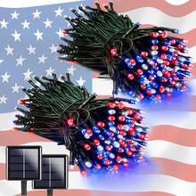 EEW 2pk Red White And Blue String Lights Outdoor Waterproof, Powered LED Patriotic Lights 200 LED, Tree Lights Independence Day Decor 4th Of July Memorial Day Decorations - Multicolor - View 7