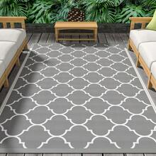 Outdoor Rugs Easy Clean, Reversible Mats, Outdoor Area Rug, Plastic Outside Carpet, Eeometric Rv Mat For Patio Camping Rv Picnic Backyard Deck Balcony Porch Beach,Garden Decoration - Grey - View 10