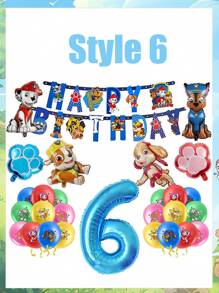 Paw Patrol Hund Patrouille Themenset mit Flaggen Luftballons für Paw Patrol Geburtstags Party Dekoration Raum Dekoration Schlafzimmer Dekoration Heim Dekoration Wand Dekoration Schul Dekoration Überraschung für Schlafsaal Dekoration Schulanfang