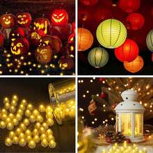 50PCS Mini LED Light, Yellow Balloon Light, Battery Powered String, Long Standby Time Mini Ball Light,Round LED Flash Lamp For Paper Lantern Balloon Party, Wedding, Party, Bedroom Yard, Christmas, Valentine's, Day Flower, DIY - Warm Light - View 8