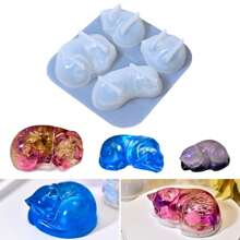 DIY Sleeping Cat And Dog Silicone Molds For Candles, Gypsum, Resin Crafts - Reusable Flexible Pet Shaped Molds With Intricate Details, For Home Decor And Gift Making, Fun Craft Project, Multicolor Craft