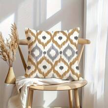 4 Piece Decorative Pillow Cover Set With Modern Abstract Floral Geometric Design In Brown And Gray, Suitable For Farmhouse Style Home Decor. These Polyester Cushion Covers With Zipper Are Great For Outdoor Use On Porch, Patio, Sofa, And Living Room