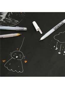 白色/金色/银色凝胶笔套装 0.8mm 细尖素描笔 适用于黑色纸张 绘画设计插画 白色凝胶笔 美术用品