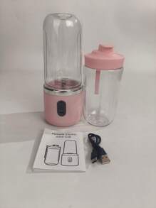 1 pieza Licuadora/Exprimidor portátil 2 en 1 con diseño de doble vaso, cuchillas de acero inoxidable, recargable por USB, fácil de limpiar para hacer smoothies, cubitos de hielo, uso en cocina y exterior, regalo perfecto para el Día de San Valentín y Día de la Madre | Diseño moderno y elegante | Plástico ABS grado alimentario