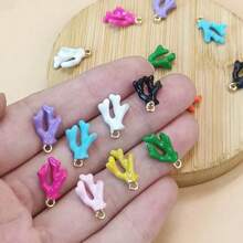10pcs Fashionable Painted Metal Coral Shaped Pendants, DIY Jewelry Accessories For Earrings & Necklaces
