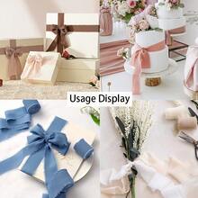 3 卷雪纺丝带、花束用雪纺丝带、礼品包装用布丝带、婚礼/圣诞节装饰用手工磨损丝带、1.5 英寸 X 5.5 码/卷、礼品包装用丝带、婚礼请柬、DIY 工艺品、新娘花束、圣诞节 - 彩色 - 查看 4