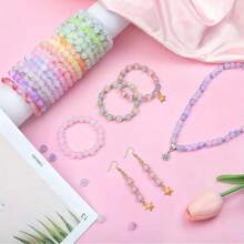 24 Color Glass Beads Kit, 8mm Bracelet Making Set For Adult Women Handmade DIY Jewelry Making