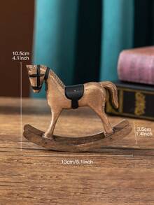 1 件复古风格木制摇马装饰，家居入口装饰工艺品