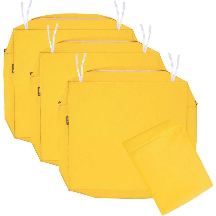 Local Delivery- Outdoor Cushion Slipcovers Waterproof 4 Pack Patio Chair Seat Cushion Covers With Zipper And Tie, 22 X 20 X 4 Inch, Replacement Cover Only - Yellow - View 1