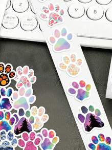 1 Roll/500 Dog Paw Print Rolls, Paw Print Graffiti Stickers, Cute Decorative Hand Account Book Phone Case Stickers, 500 Bright Animal Paw Print Stickers - Suitable For Students' Colorful Reward Stickers, Self-Adhesive Paper Stickers For Classroom And Home Office Decoration, Fun Learning Tools, Classroom Stickers, PVC Non Drying Adhesive