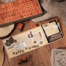 70 件/套精美木质印章，带大小写字母，创意信封、卡片、笔记本装饰木质印章，送给朋友的特别礼物 - 多 - 查看 4
