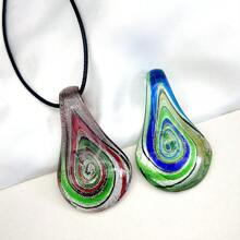 Pingente de vidro feito à mão em estilo boêmio, 1/4 peças - Design espiral multicolorido, acessório de moda, ideal para roupas casuais