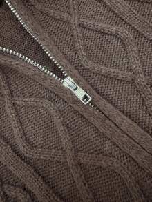 Women's Casual Cute Y2K Preppy Long Sleeve Cable Knit Sweater Cardigan Fur Hooded Zipper Coat Jacket Knitted Top New Autumn And Winter Going Out Outfits Clothes For Women Christmas Thanksgiving New Year Outfits School Streetwear Daily Wear Night Out Travel Home Brown