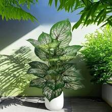 Grande foglia di taro tropicale artificiale, adatta per la decorazione di interni di casa e ufficio, materiale in plastica durevole, decorazione per Ognissanti - Verde - Visualizzare 9
