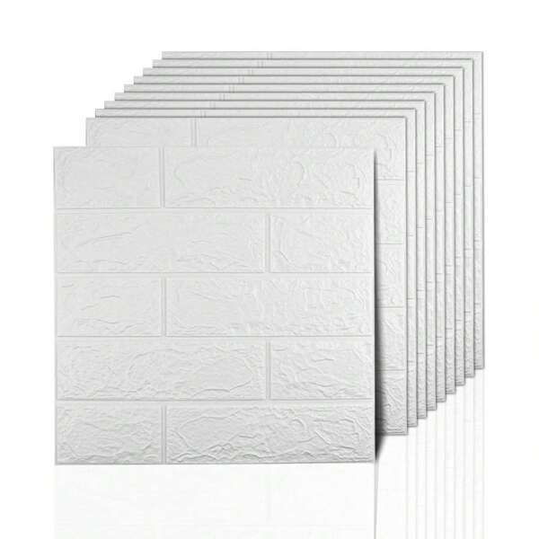 30/50pcs 3D Self-Adhesive Wall Tiles, Peel And Stick, Imitated Ceramic Waterproof Foam Wall Stickers, Suitable For Kitchen, Bathroom, Living Room, Bedroom And Etc. Wallpaper Wall Paper Room Decor Wall Decor