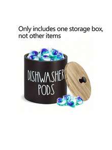 1pc Round Dishwasher Pod Holder, Dishwasher Tablet Container Storage For Kitchen Decor And Accessories, Wood Laundry Detergent Pods Container With Lid, Kitchen Storage Container For Laundry Pods - Multicolor - View 11