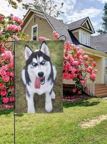 1pc Customizable Photo Of Pet, Family, Couple, Friends Portrait, Double-Sided Linen Garden Flag, Home Decor, Outdoor Decor, Yard Decor, Garden Decor (Flagpole Not Included)