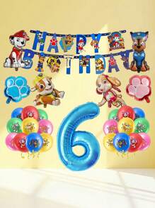 Paw Patrol Hund Patrouille Themenset mit Flaggen Luftballons für Paw Patrol Geburtstags Party Dekoration Raum Dekoration Schlafzimmer Dekoration Heim Dekoration Wand Dekoration Schul Dekoration Überraschung für Schlafsaal Dekoration Schulanfang