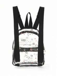 1个防水粉色独角兽可爱儿童背包，女孩彩虹爱心涂鸦，可调节肩带，书包，郊游背包，带前袋储物空间，适合日常通勤和节日礼物 - 黑色 - 查看 6