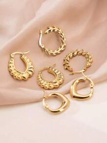 1 paire/3 paires de boucles d'oreilles en acier inoxydable pour femmes, design minimaliste, inaltérable, convient au marché transfrontalier UE/États-Unis