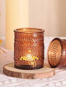 6pcs/Set Glass Wish Candle Holders, Large Capacity For Dining Table Centerpieces, Tea Light Candle Holders For Weddings, Parties, Home Decor - Multicolor - View 18