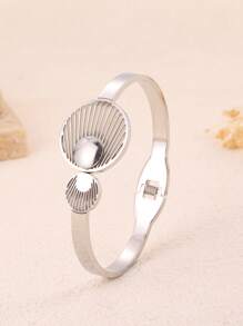 1 pieza de pulsera ovalada de acero inoxidable de lujo ligero y elegante, abierta, joyería representativa elegante y de moda, apta para uso diario y como regalo para fiestas
