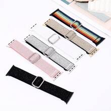 Bande stretch brillante compatible avec 38mm 40mm 41mm 42mm 44mm 45mm 46mm 49mm pour femmes, bracelet en nylon scintillant boucle solo, bracelet de poignet pailleté pour Series 10 9 8 7 6 5 4 3 2 1 SE Ultra