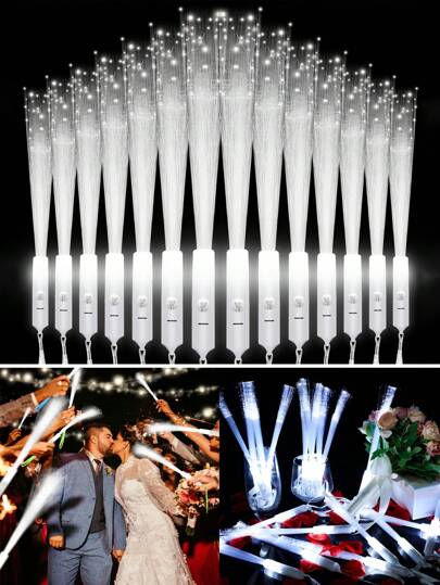 12 piezas Palos de fibra óptica LED que brillan, palos de luz de fibra óptica blanca que se iluminan, palos de fibra óptica con LED intermitentes, palos de luz de fibra óptica que brillan en la oscuridad para fiestas, suministros para fiestas que brillan en la oscuridad para despedidas de soltero, adecuados para suministros de fiestas, regalos que brillan, suministros para fiestas de boda, para fiestas, conciertos, bodas, bares, fiestas de medianoche, reuniones familiares