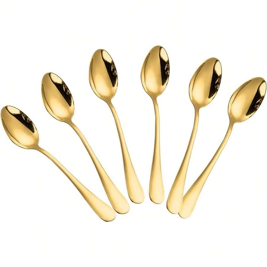 Demitasse Espresso Spoons, Mini Coffee Spoon, Stainless Steel Small Spoons For Dessert, Tea,Set Of 6 (Gold) - Vàng - Xem 1