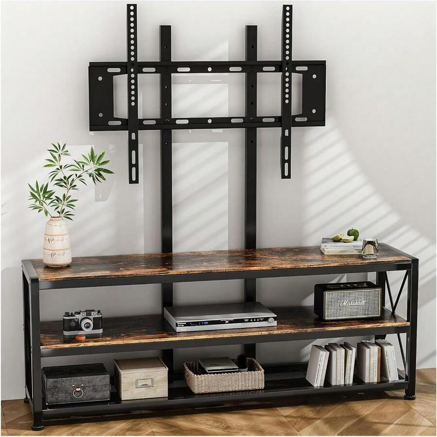 Mueble TV with Stand,para Televisor De 32 a 65 Pulgadas Mueble TVs,Mueble De TV Abierto de 3 Niveles,Centro De Entretenimiento para TV,El Tamaño es 115*34*53CM. (Brown) - por defecto - Ver 1